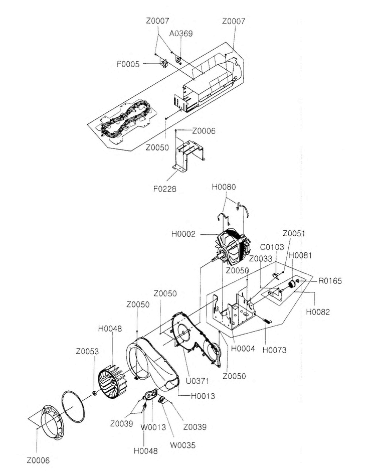 Motor/heater Diagram and Parts List for DV306LEW XAA Samsung Dryer