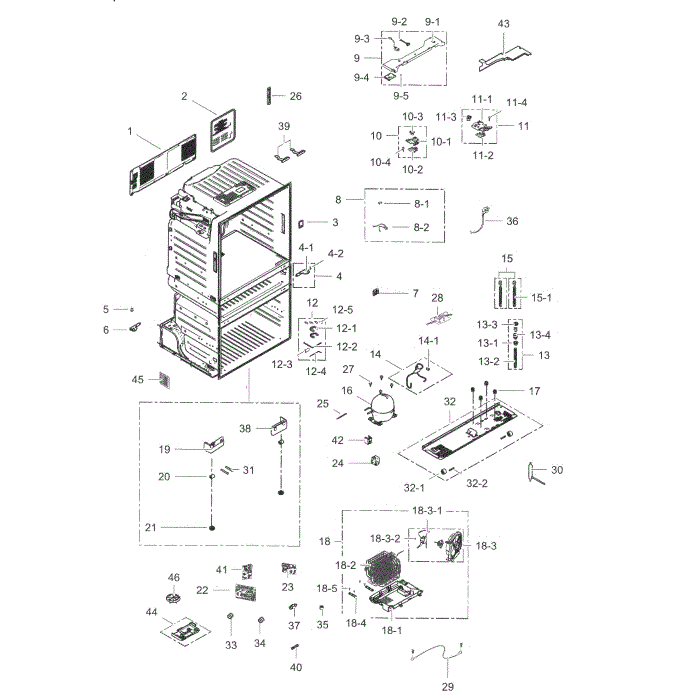 Cabinet Diagram and Parts List for RF28HMELBSR AA-05 Samsung Refrigerator