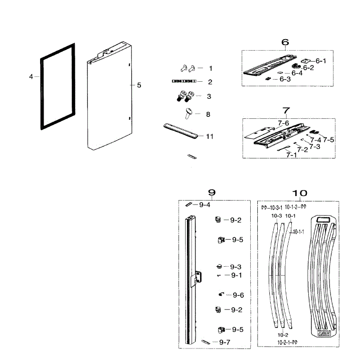 Left Door Diagram and Parts List for RF26HFENDSR (AA)(0001) Samsung Refrigerator