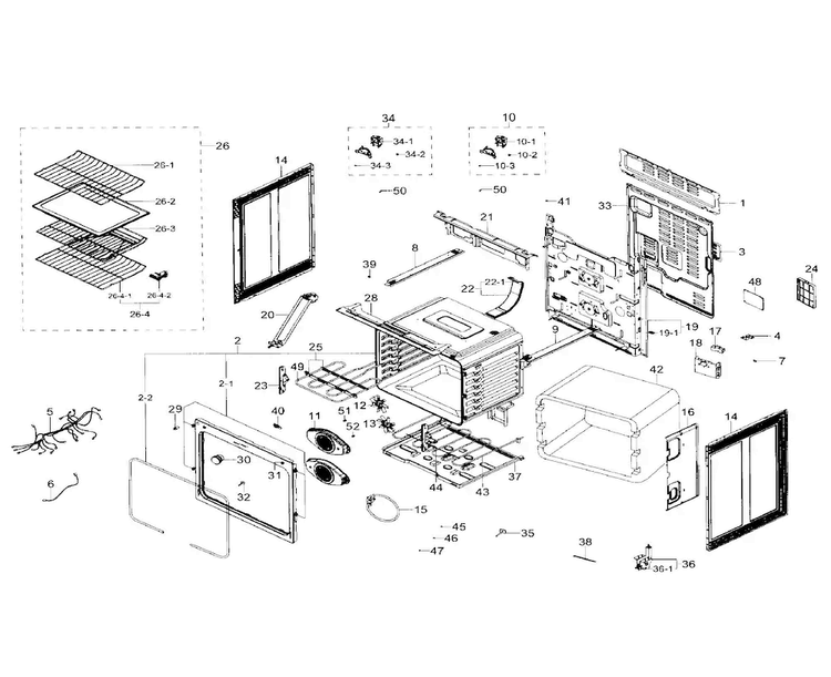 Main Asy Diagram and Parts List for NE59J7850WG AA-0000 Samsung Range