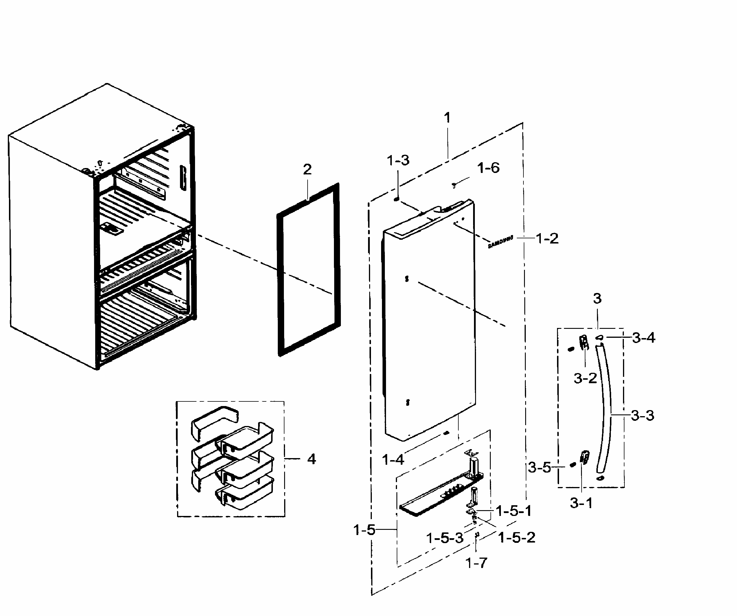 Fridge Door Rt Diagram and Parts List for RF24FSEDBSR AA-0008 Samsung Refrigerator