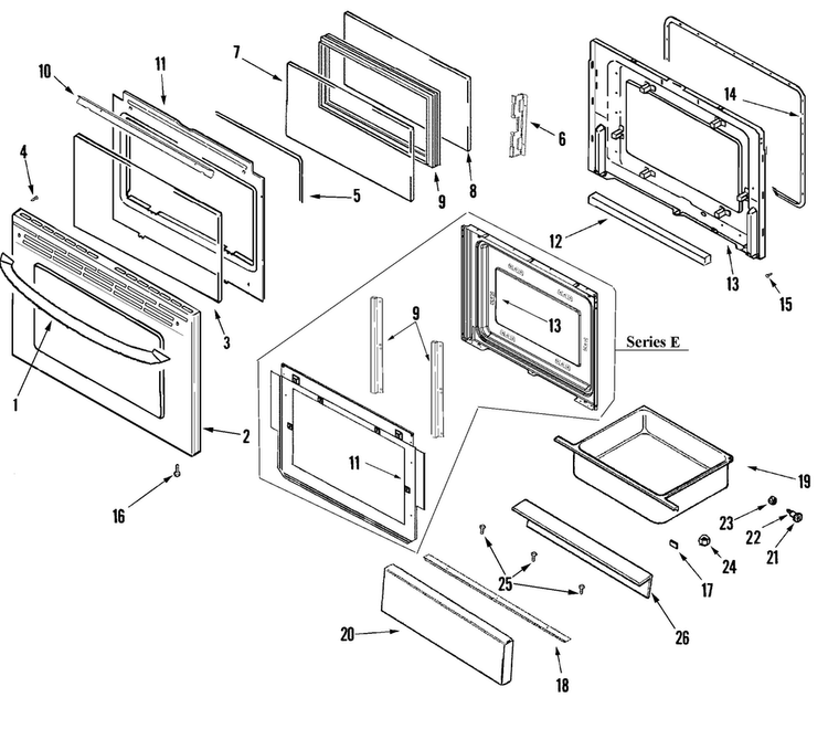 Door/drawer Diagram and Parts List for RGSF5330DT XAA Samsung Range