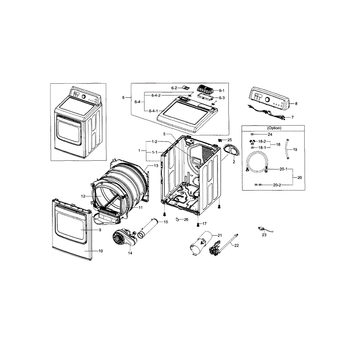 Main Assembly Diagram and Parts List for DV5471AGP XAA-04 Samsung Dryer