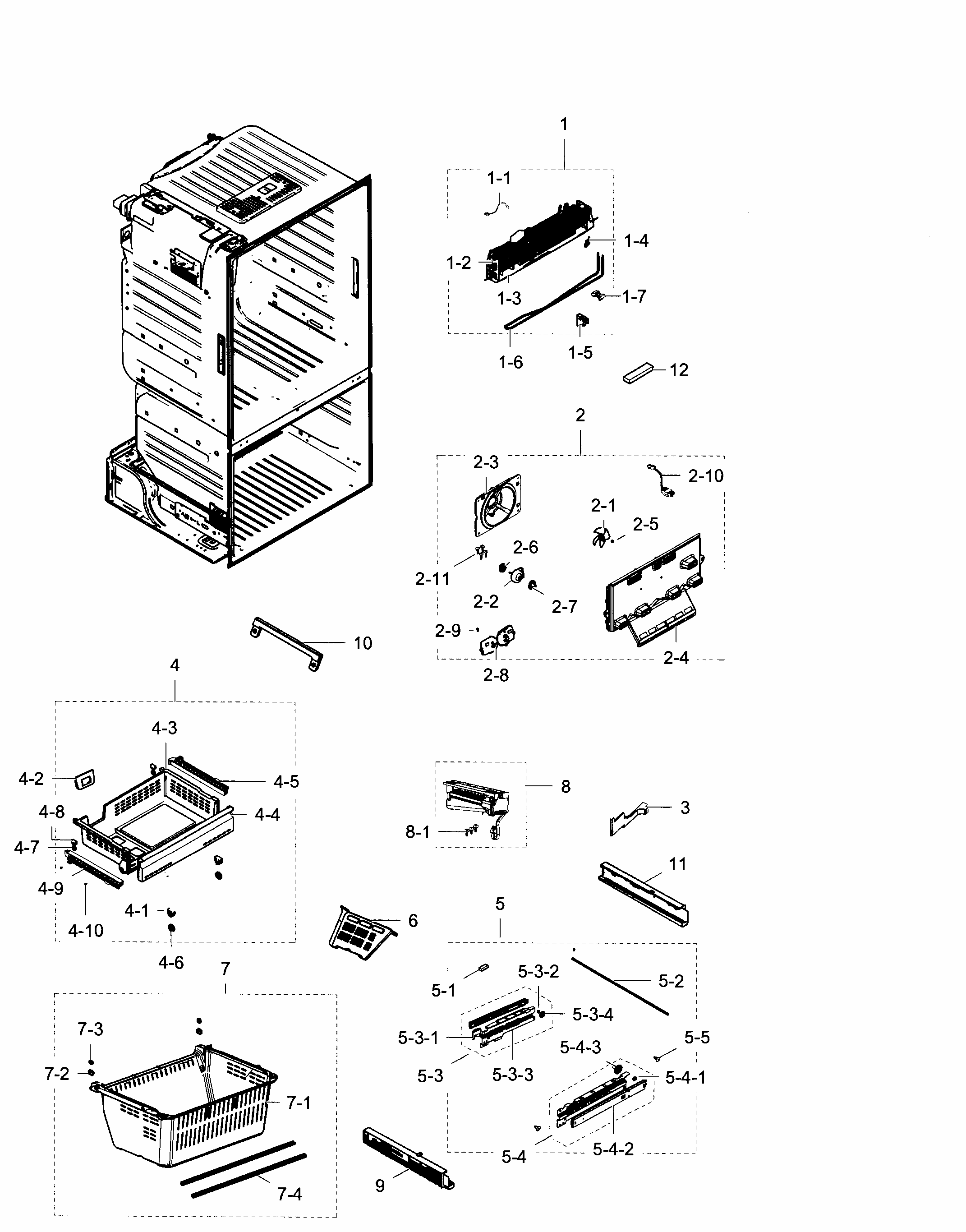 Freezer Diagram and Parts List for RF28HDEDPBC AA-0000 Samsung Refrigerator