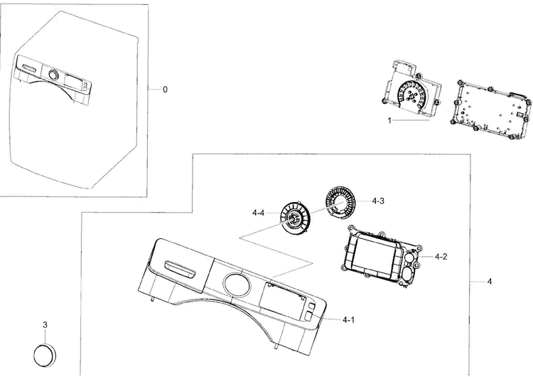 Control Panel Diagram and Parts List for WF45H6300AG A2-0001 Samsung Washer