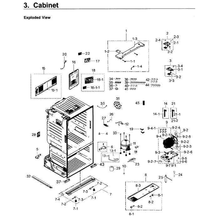 Cabinet Diagram and Parts List for RF26J7500SR AA-00 Samsung Refrigerator