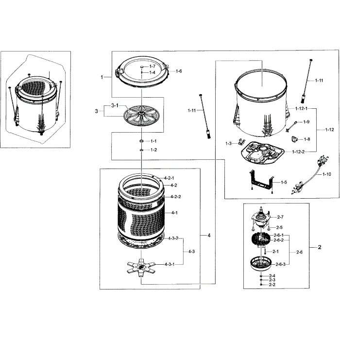Tub Section Diagram and Parts List for WA456DRHDSU AA-05 Samsung Washer