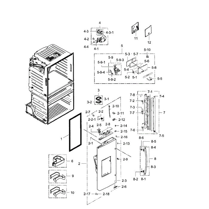 Left Door Diagram and Parts List for RF28JBEDBSG AA-04 Samsung Refrigerator