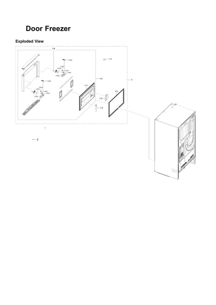 Freezer Door Parts Diagram and Parts List for RF28R6201SR AA-51 Samsung Refrigerator