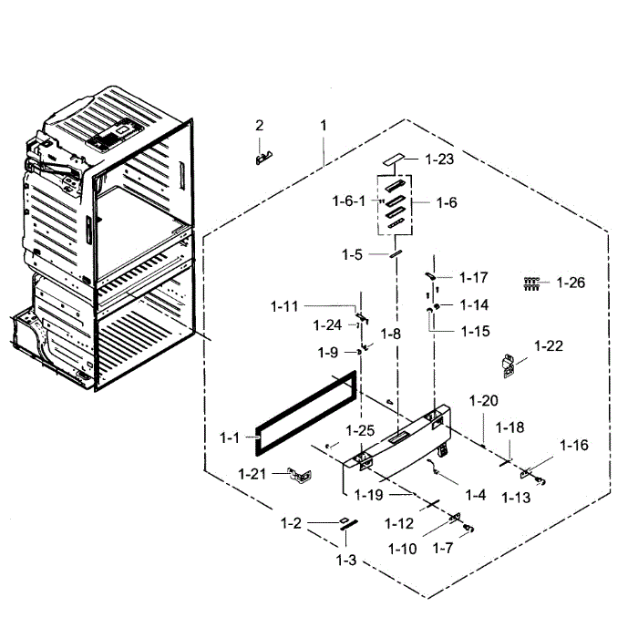 Flexzone Door Diagram and Parts List for RF28HMEDBBC AA-07 Samsung Refrigerator