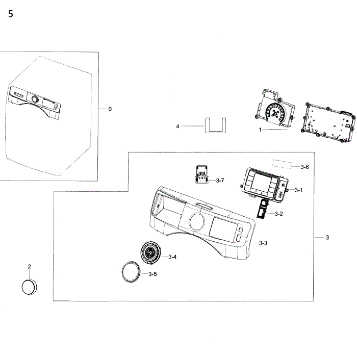 Control Panel Diagram and Parts List for WF45K6500AV A2-00 Samsung Washer