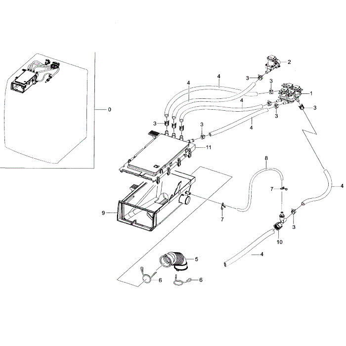 Housing Drawer Diagram and Parts List for WF45K6200AZ A2-01 Samsung Washer
