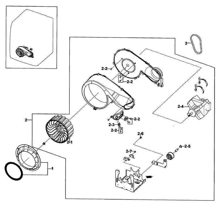 Motor Assy Diagram and Parts List for DV419AGW XAA-0002 Samsung Dryer