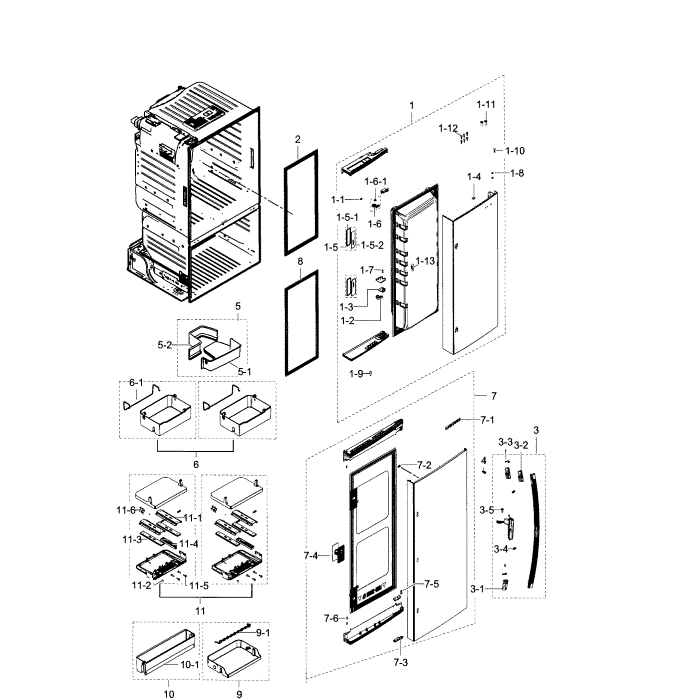 Right Door Diagram and Parts List for RF28HDEDPBC AA-00 Samsung Refrigerator