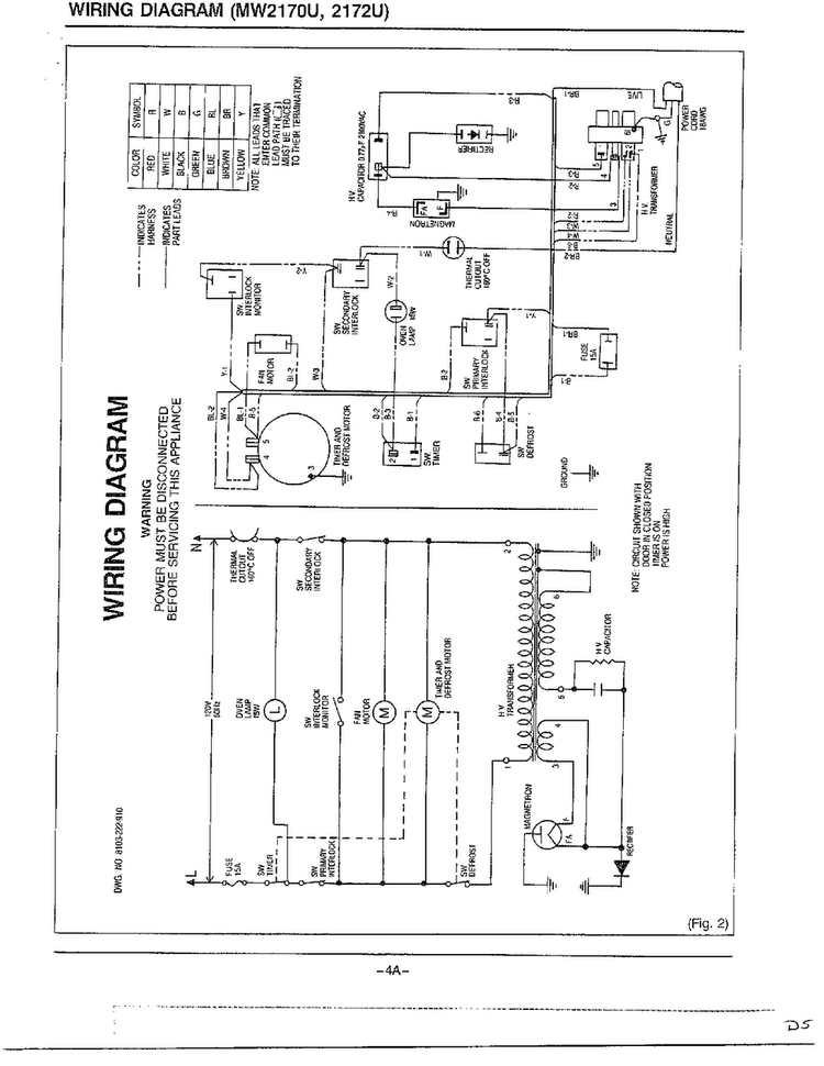 Wiring Diagram Page 2 Diagram and Parts List for MW2170U XAA Samsung Microwave