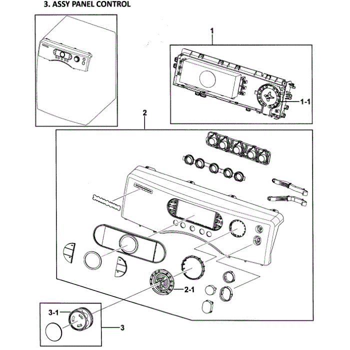 Control Panel Diagram and Parts List for DV328AEW XAA-00 Samsung Dryer