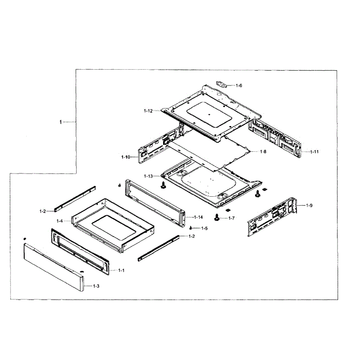 Drawe Assembly Diagram and Parts List for NE58F9500SS AA-00 Samsung Range
