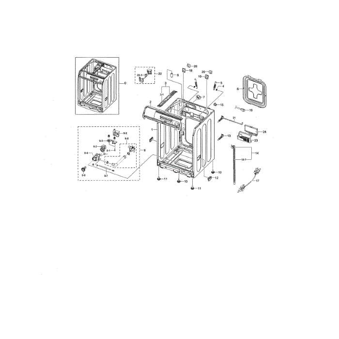 Frame And Cover Diagram and Parts List for WF338AAW XAA-00 Samsung Washer