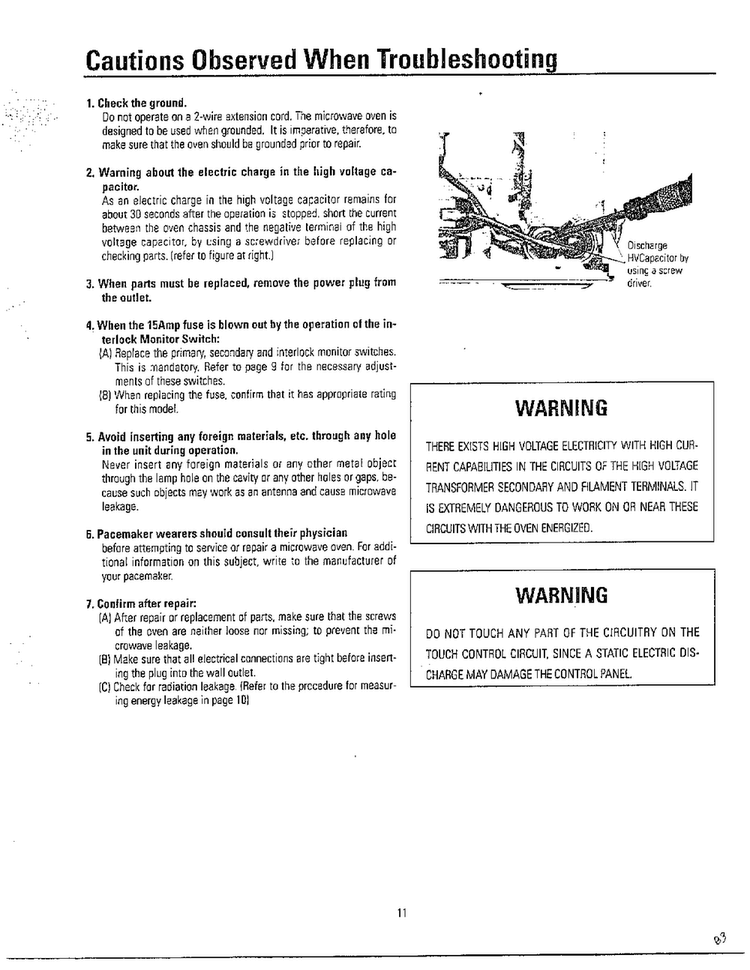 Cautions Diagram and Parts List for MW3580T XAA Samsung Microwave