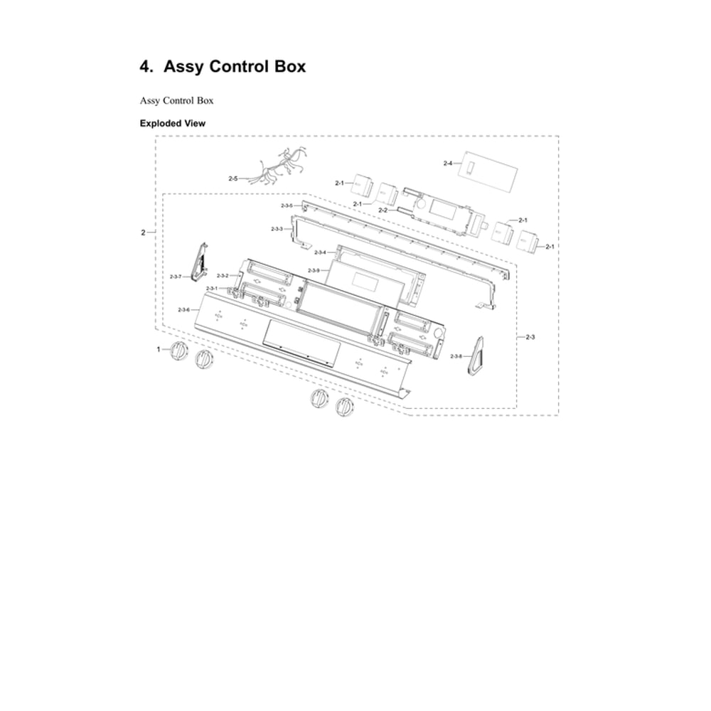 Control Box Assembly Diagram and Parts List for NE63B8211SS AA-00 Samsung Range