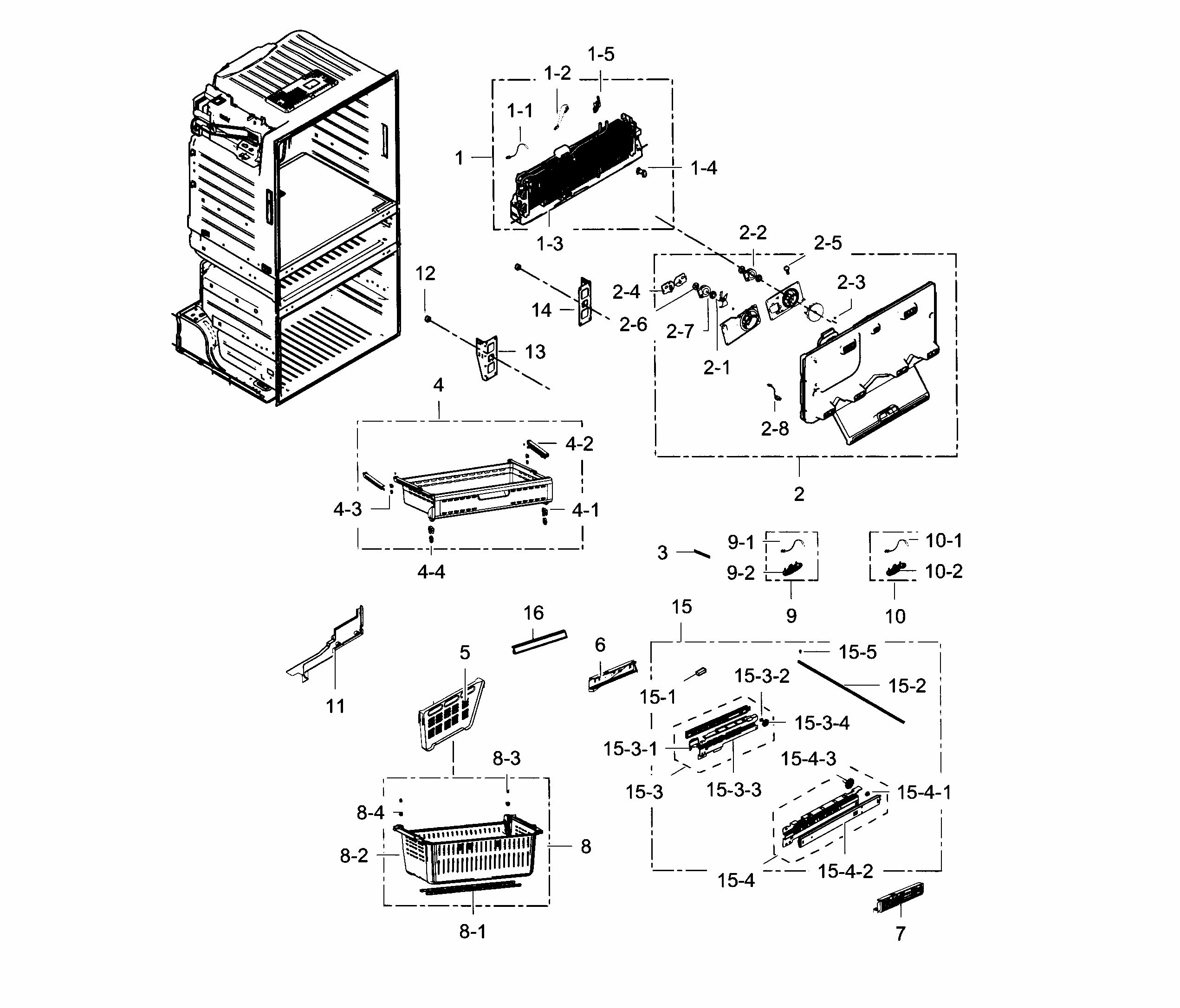 Freezer Diagram and Parts List for RF25HMEDBBC AA-0003 Samsung Refrigerator