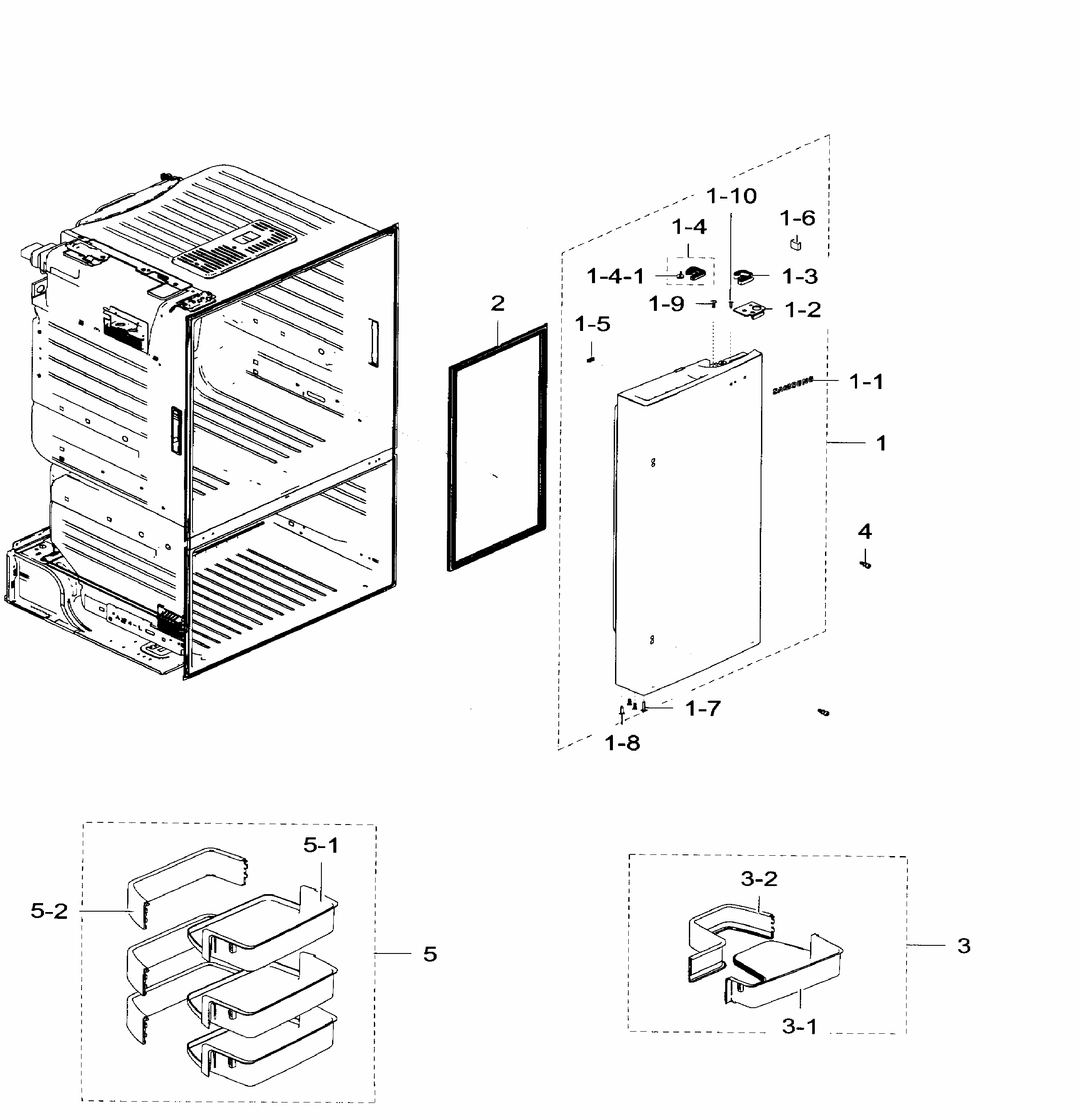 Right Door Diagram and Parts List for RF28HFEDTBC AA-0009 Samsung Refrigerator