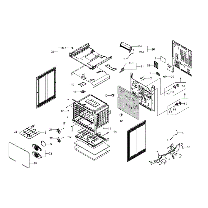 Main Assembly Diagram and Parts List for NE58F9710WS AA-00 Samsung Range