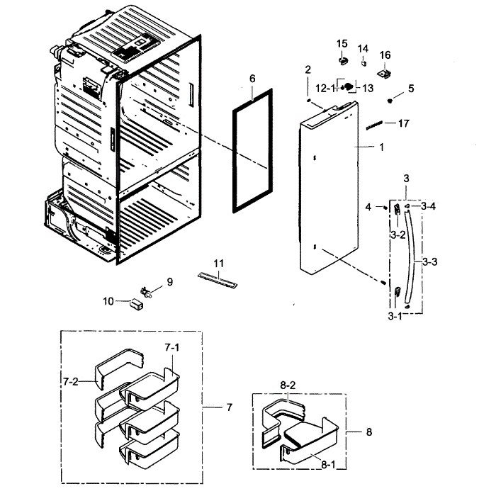 Right Door Diagram and Parts List for RF263BEAESP AA-01 Samsung Refrigerator