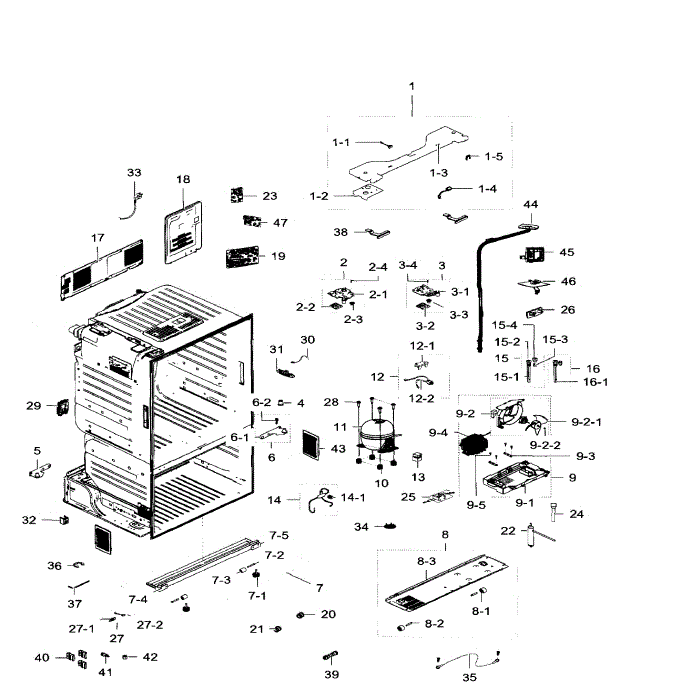 Cabinet Diagram and Parts List for RF28HFEDBWW AA-04 Samsung Refrigerator