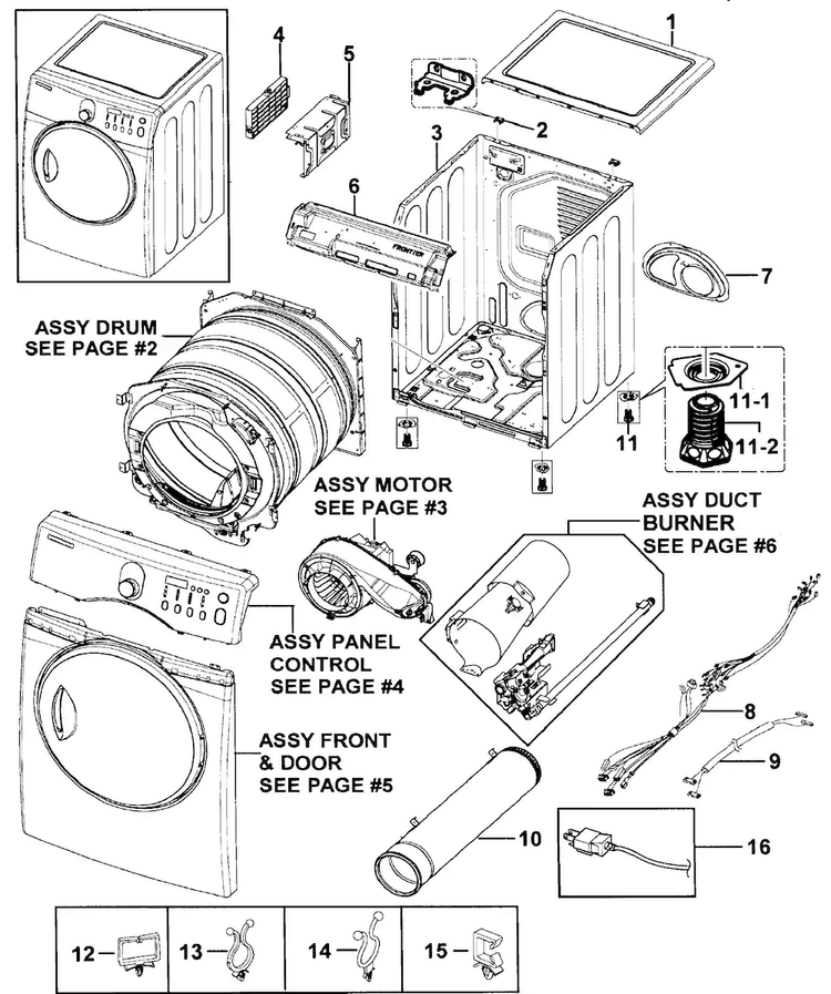 Main Assy Diagram and Parts List for DV218AGB XAA-0000 Samsung Dryer