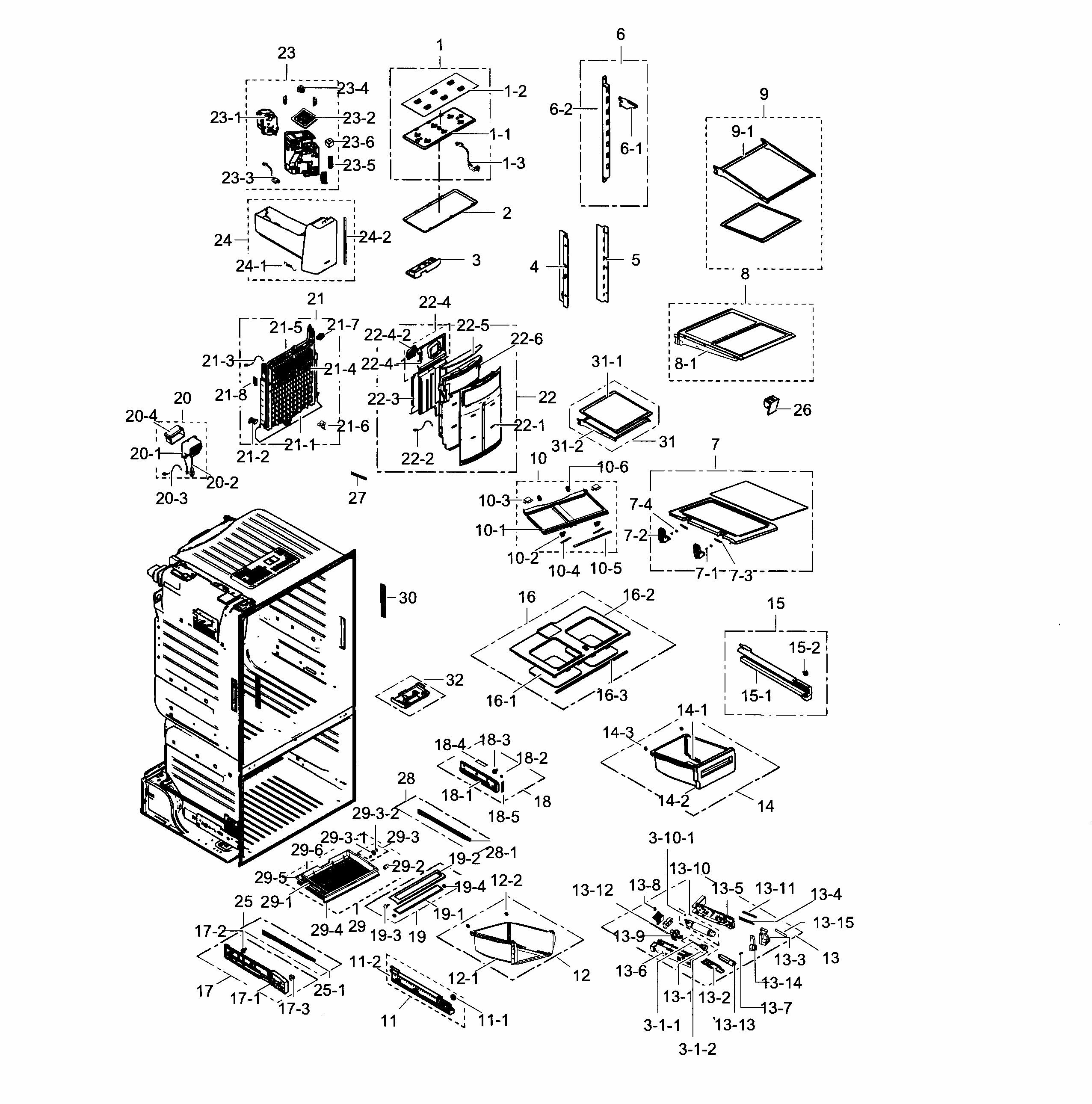 Fridge Diagram and Parts List for RF28HFEDTBC AA-0003 Samsung Refrigerator