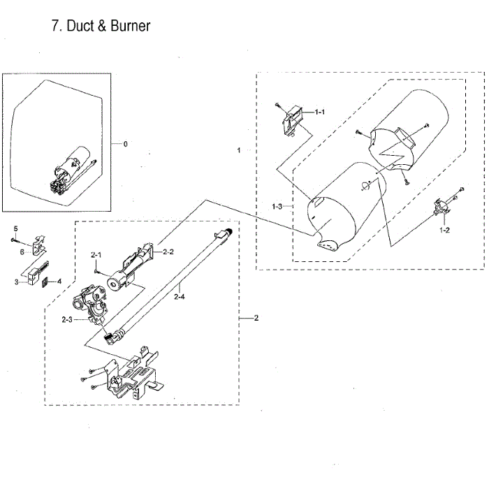 Gas Burner Diagram and Parts List for DVG60M9900W A3-00 Samsung Dryer