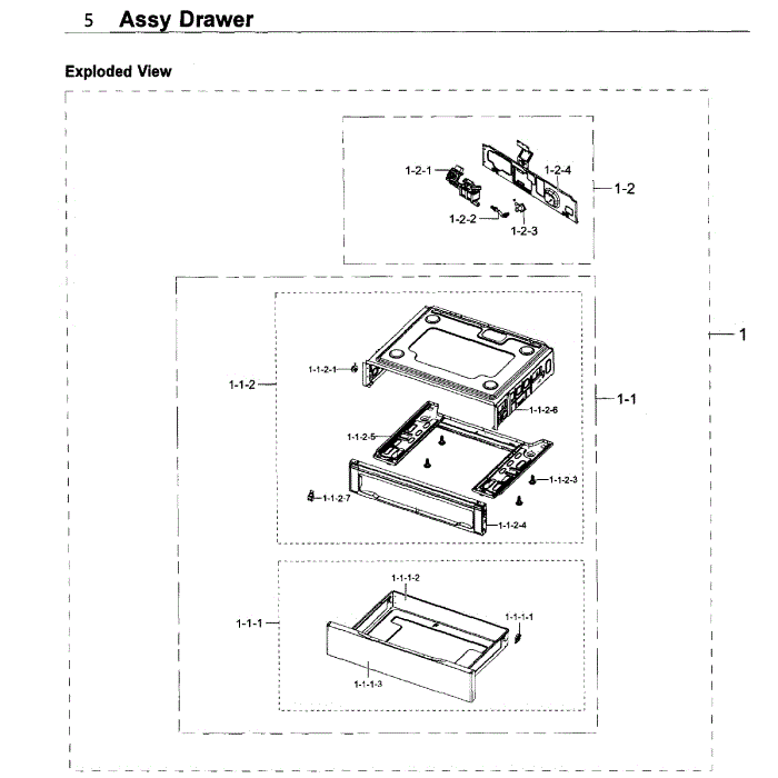 Drawer Diagram and Parts List for NX58K3310SB AA-00 Samsung Range