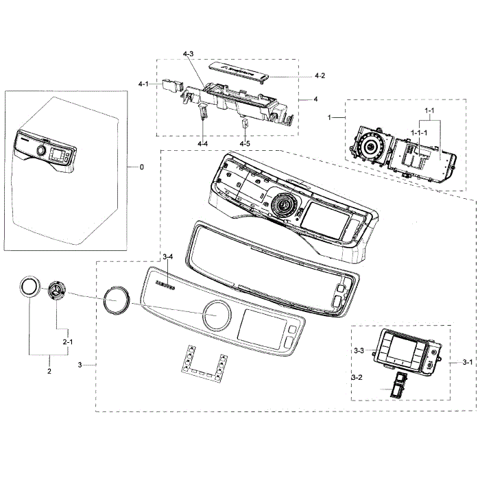 Control Panel Diagram and Parts List for DV50K7500GV A3-01 Samsung Dryer