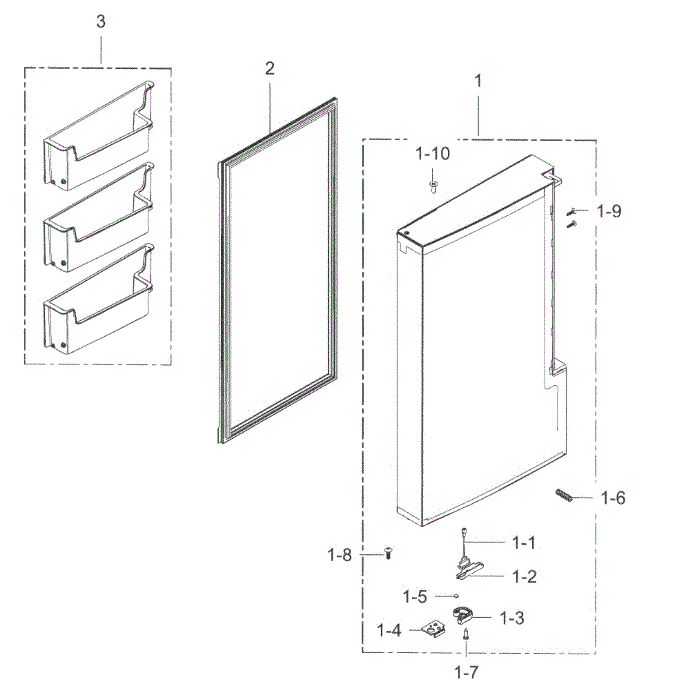 Freezer Door L Diagram and Parts List for RF24J9960S4 AA-02 Samsung Refrigerator