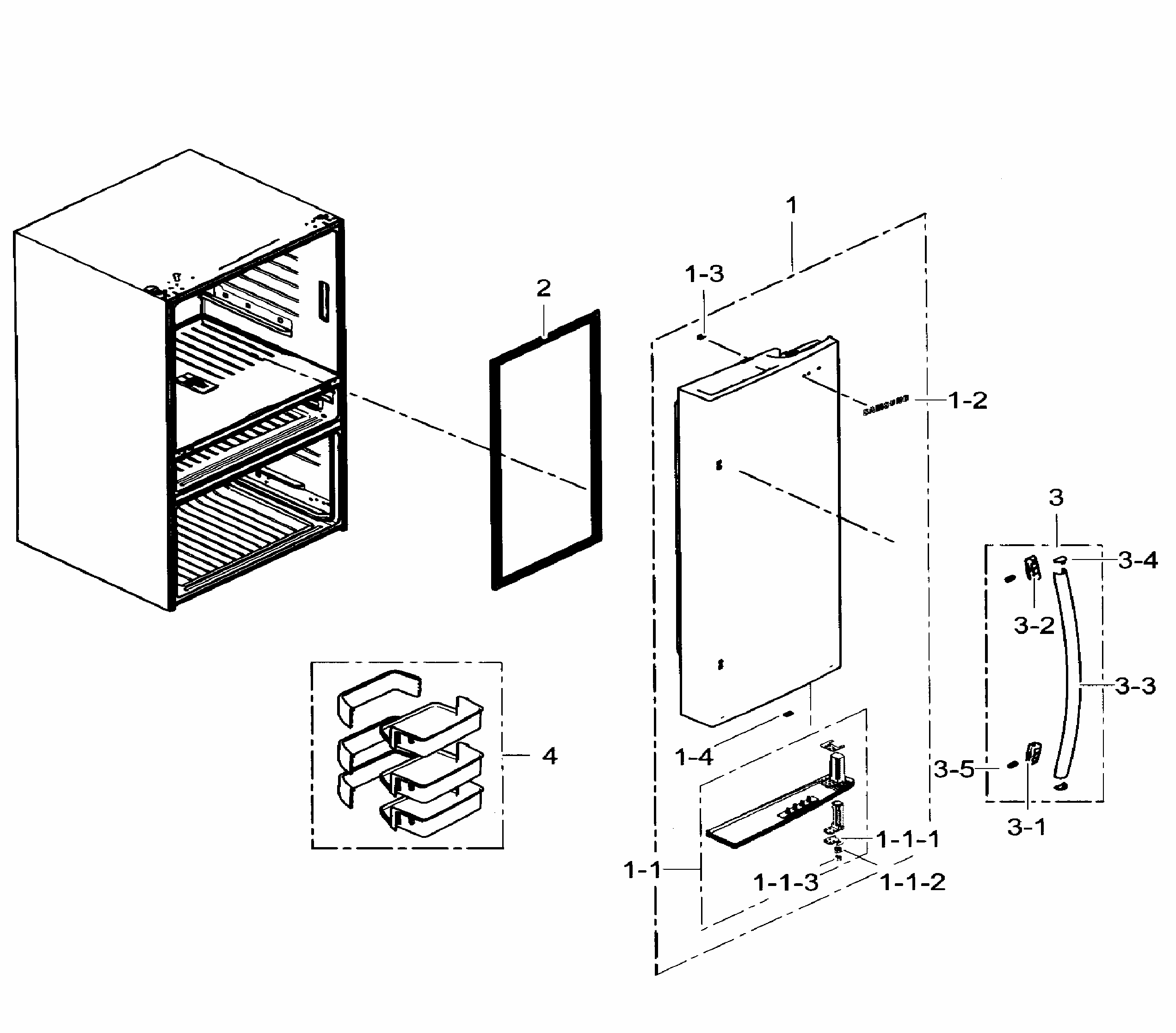 Right Door Diagram and Parts List for RF31FMEDBWW AA-0002 Samsung Refrigerator