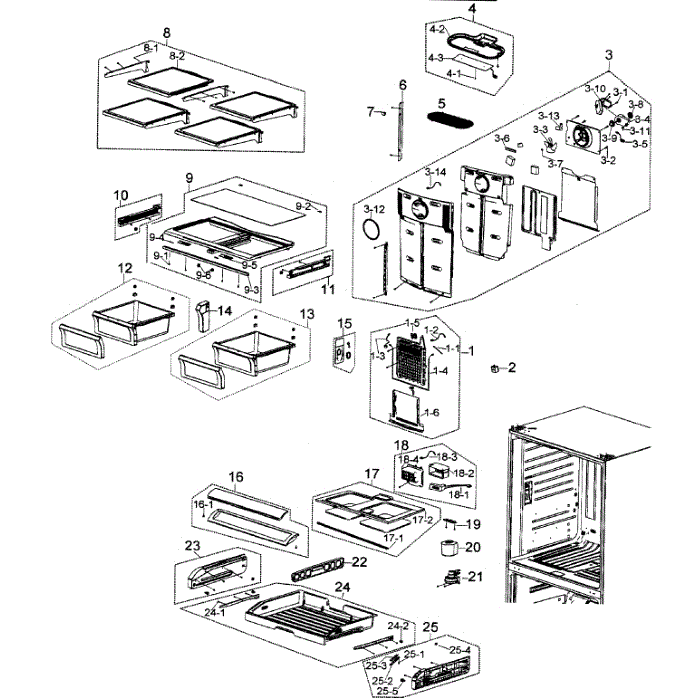 Refrigerator Diagram and Parts List for RF263AEWP XAA-00 Samsung Refrigerator