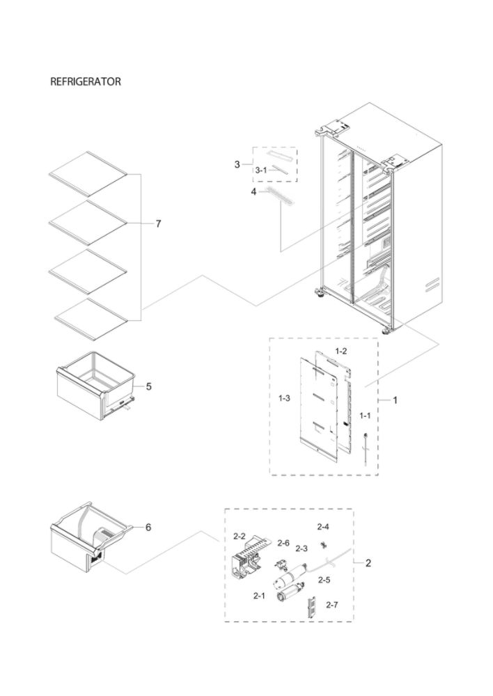 Refrigerator Parts Diagram and Parts List for RS27T5561SR AA-01 Samsung Refrigerator