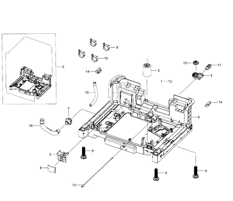 Base Assy Diagram and Parts List for DW80J7550US AA-0000 Samsung Dishwasher