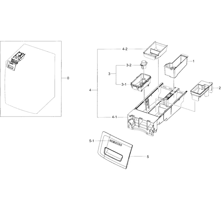 Drawer Diagram and Parts List for WF56H9100AW A2-0001 Samsung Washer
