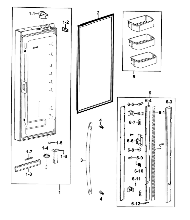 Refrigerator Door L Diagram and Parts List for RFG293HARS XAA-0001 Samsung Refrigerator