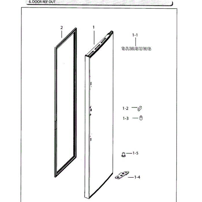 Door Ref Outer Diagram and Parts List for RH25H5611SG AA-01 Samsung Refrigerator