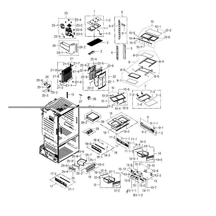 Fridge Diagram and Parts List for RF23HCEDTSR (AA)(0004) Samsung Refrigerator