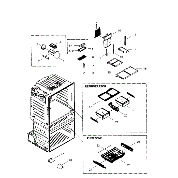 Refrigerator Diagram and Parts List for RF4267HARS XAA-01 Samsung Refrigerator
