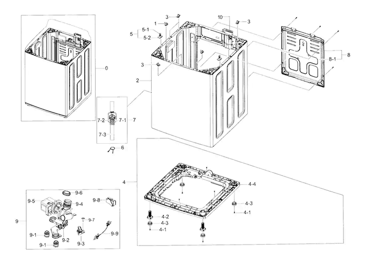Frame Diagram and Parts List for WA52J8700AP A2-0000 Samsung Washer