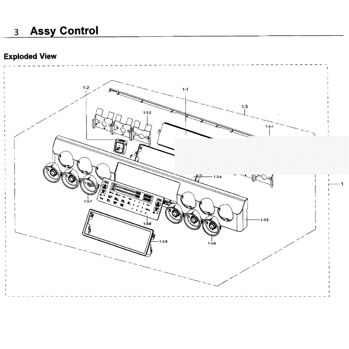 Control Panel Diagram and Parts List for NY58J9850WS AA-00 Samsung Range