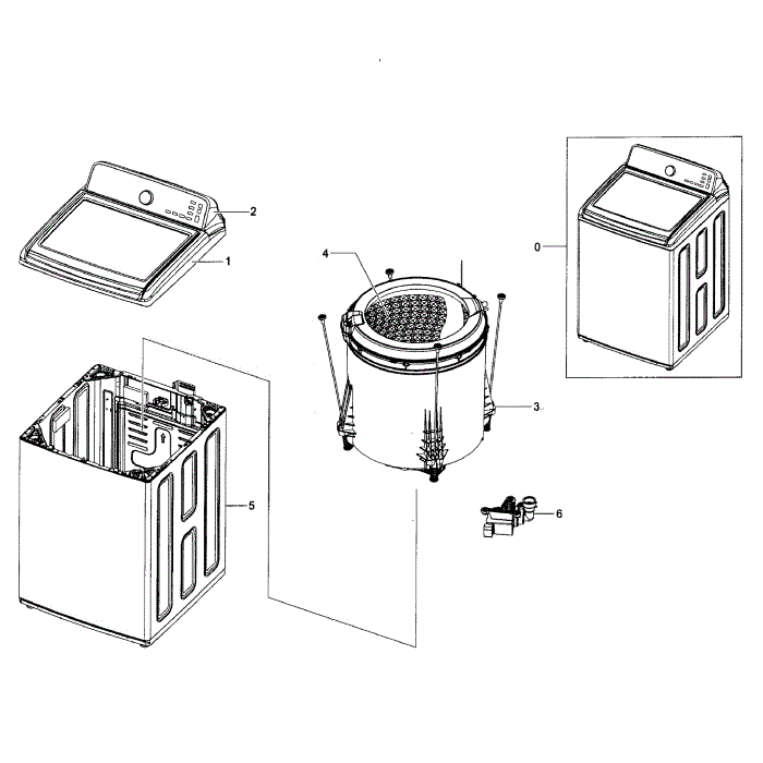 Main Assembly Diagram and Parts List for WA422PRHDWR AA-01 Samsung Washer