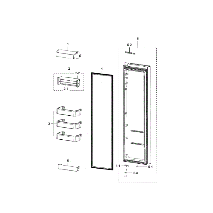 Fridge Door Diagram and Parts List for RSG307AABP XAA-03 Samsung Refrigerator