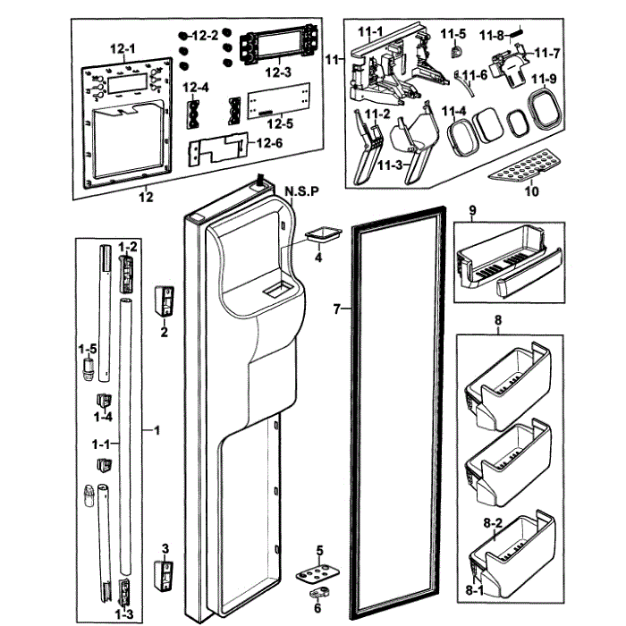 Left Door Diagram and Parts List for RS269LARS XAA-00 Samsung Refrigerator