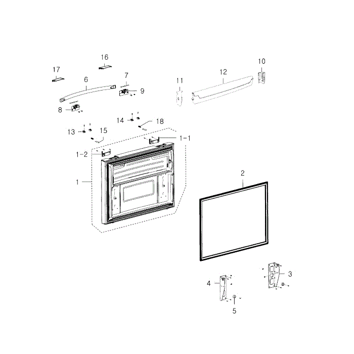 Freezer Door Diagram and Parts List for RFG237AAWP XAA-04 Samsung Refrigerator